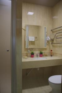 y baño con lavabo, espejo y aseo. en Alva Donna Hotel, en Kotelniki