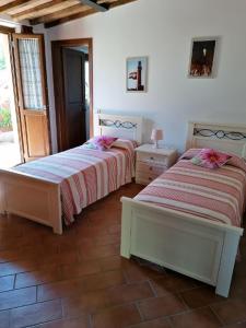 a bedroom with two beds and a window at Panorama di Siena in Siena