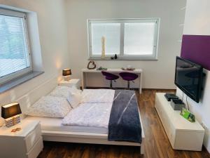 Televisyen dan/atau pusat hiburan di Schöne Wohnung in Röfingen