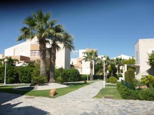 ścieżka spacerowa z palmami i budynek w obiekcie Vera Natura Apartamento Lucia w mieście Vera
