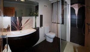 La salle de bains est pourvue d'un lavabo, de toilettes et d'une douche. dans l'établissement El Encinedo, à Genevilla