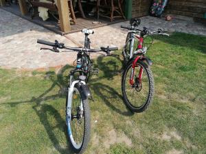 two bikes parked next to each other on the grass at Mazurska Knieja in Miłakowo
