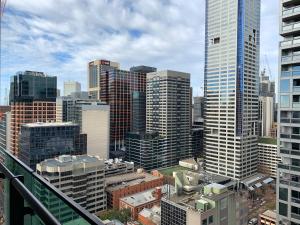 Uma vista geral de Melbourne ou a vista da cidade a partir do apartamento