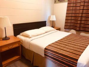 Postel nebo postele na pokoji v ubytování Thriftlodge Edmonton