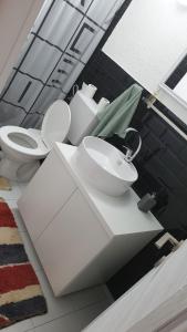baño con 2 aseos y lavamanos en Holidayhouse Visoko, en Visoko