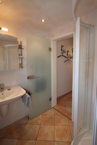 een badkamer met een douche en een wastafel bij Alpenflair Ferienwohnungen Whg. 226 Wiesacker in Oberstdorf