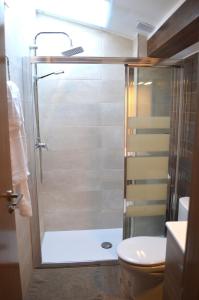 een badkamer met een douche en een toilet bij Casa Cerrito in Cortes de Arenoso