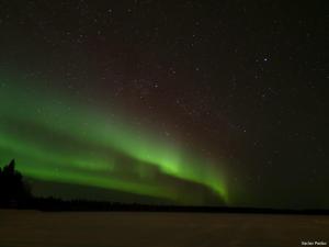 Ahosen Lomamökit في Vikajärvi: صورة لمبات الشمال في السماء