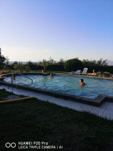 - un groupe de personnes se baignant dans une piscine dans l'établissement La Garde Chambres d'hôtes, à Charancieu
