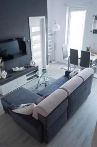 sala de estar con sofá y TV en Apartament Marzanna II, en Sandomierz