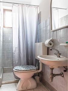 La salle de bains est pourvue de toilettes, d'un lavabo et d'une douche. dans l'établissement Nada, à Poreč