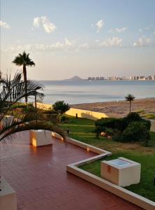 a view of the ocean from a resort at Beautiful Apartment in La Manga in San Javier