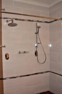 a bathroom with a shower with a shower head at Divundu Guest House in Divundu