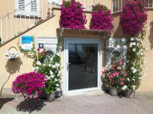 a bunch of flowers on the side of a building at Loft al mare in San Lorenzo al Mare