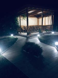 pawilon w nocy z oświetleniem na patio w obiekcie Alvanis veli w mieście K'vemo Alvani