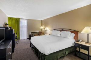 a hotel room with a bed and a flat screen tv at Quality Inn Tyler - Lindale in Tyler