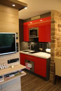 Kuchyň nebo kuchyňský kout v ubytování Design-Appartement Jochberg