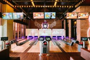 a bowling alley with pins in the middle at Hard Rock Hotel & Casino Punta Cana - All Inclusive in Punta Cana