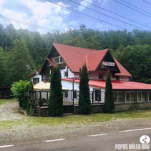 a house with a red roof and a fence at Popas Balea Rau in Cîrţişoara