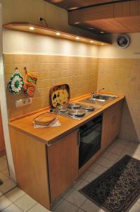 a kitchen with a sink and a stove at Appartement Am Schulwald in Büsum