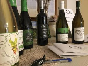 a bunch of bottles of wine sitting on a counter at Agriturismo Crodi in Miane