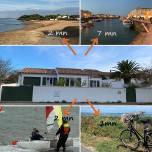 uma colagem de fotos com um homem num barco em La Maison de l’Ocean - plage à 75 mètres em Saint-Martin-de-Ré