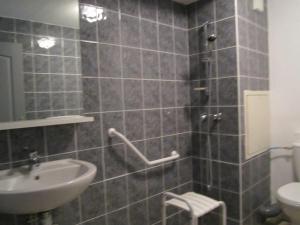 a bathroom with a shower with a sink and a toilet at 206 aix les bains in Aix-les-Bains