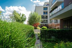 un edificio con césped alto junto a un edificio en ArtApart Stare Miasto Wrocław, en Wroclaw