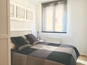 een slaapkamer met een groot bed en een raam bij Apartamento tranquilo, a 3 minutos del centro. in Logroño