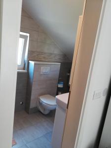 uma pequena casa de banho com WC e lavatório em Apartmani Nedjeljka em Viganj