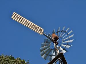 a windmill with a bird on top of it at Amamoor Lodge in Amamoor