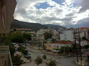 a view of a city with buildings and a street at Hotel Magnolia in Loutra Edipsou