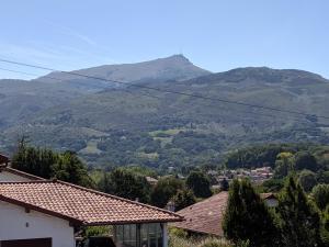 una montaña a lo lejos con casas y árboles en 2 person Apartment Ascain en Ascain