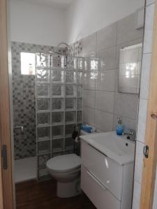 a bathroom with a toilet and a sink at Casa La Terraza in Vallehermoso