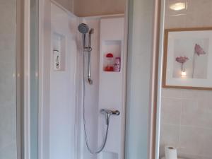 La salle de bains est pourvue d'une douche. dans l'établissement Les Alouettes B&B, à Hardecourt-aux-Bois