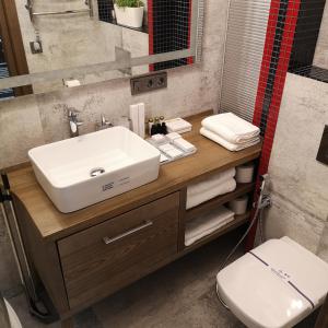 a bathroom with a sink and a toilet at ACCOMMODO192 in Dnipro