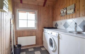 ブラーバンドにあるStunning Home In Blvand With 6 Bedrooms, Sauna And Wifiのランドリールーム(洗濯機、シンク付)