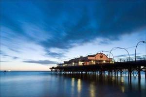 a pier with a roller coaster on the water at The Bays Clee Rd in Cleethorpes