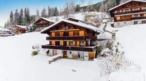 a ski lodge in the snow with snow at Apartment Grindelwaldgletscher - GRIWA RENT AG in Grindelwald