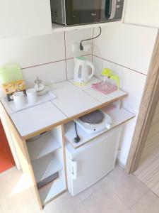 Kuchyňa alebo kuchynka v ubytovaní Krásný apartmán u lesa, trolejbus do centra a BVV, parkování zdarma