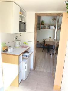 Kuchyňa alebo kuchynka v ubytovaní Krásný apartmán u lesa, trolejbus do centra a BVV, parkování zdarma