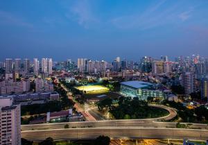新加坡景观或在公寓式酒店看到的城市景观
