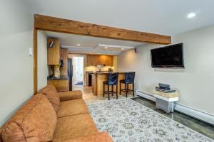 a living room with a couch and a flat screen tv at Alpine Drive Adventure in Telemark Village