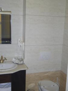 a bathroom with a sink and a toilet at Hotel Castel Royal in Timişoara