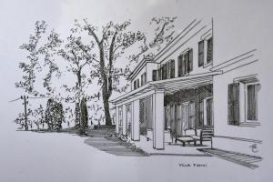 a drawing of a house with a yard at Villa Fonti in Orciano di Pesaro