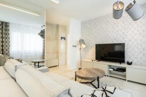 Televízia a/alebo spoločenská miestnosť v ubytovaní Apartament Silesian Vip Gliwice
