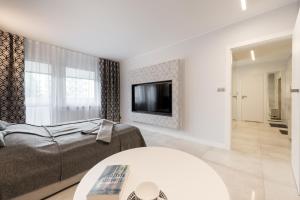 Televízia a/alebo spoločenská miestnosť v ubytovaní Apartament Silesian Vip Gliwice