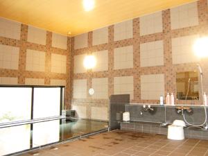 uma casa de banho com um lavatório e um espelho em Hotel Route-Inn Ashikaga-2 em Ashikaga