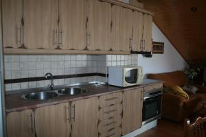 a kitchen with a sink and a microwave at Apartamentos Mirasierra in Coto Ríos