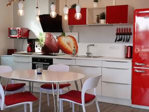 Kuchyň nebo kuchyňský kout v ubytování Ferienwohnung Strandräuber